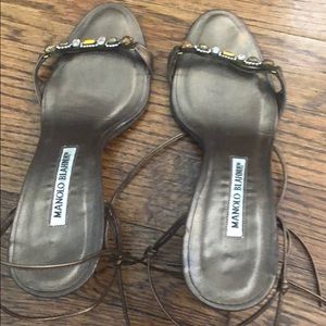 Bronze jeweled strappy sandal